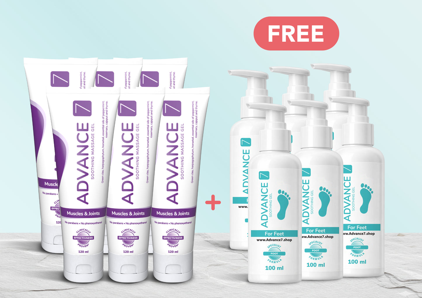 Gel & Feet MAXIMUM BOGOF: 6 Gel + 6 Feet Free