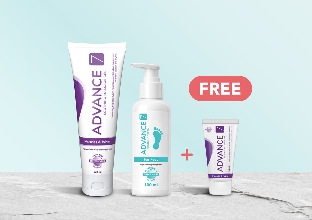 Joint & Foot Relief STARTER Programme: 1 x 120ml Advance7 Gel, 1 X 100ml Advance7 for Feet + FREE 30ml Travel Size