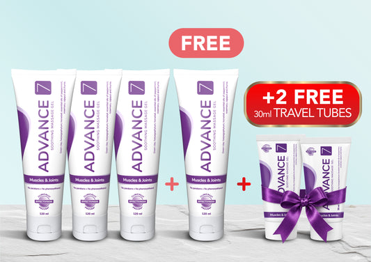 Advance7 Extended Relief Course, four 120ml tubes, with two free 30ml travel tubes tied with a bow