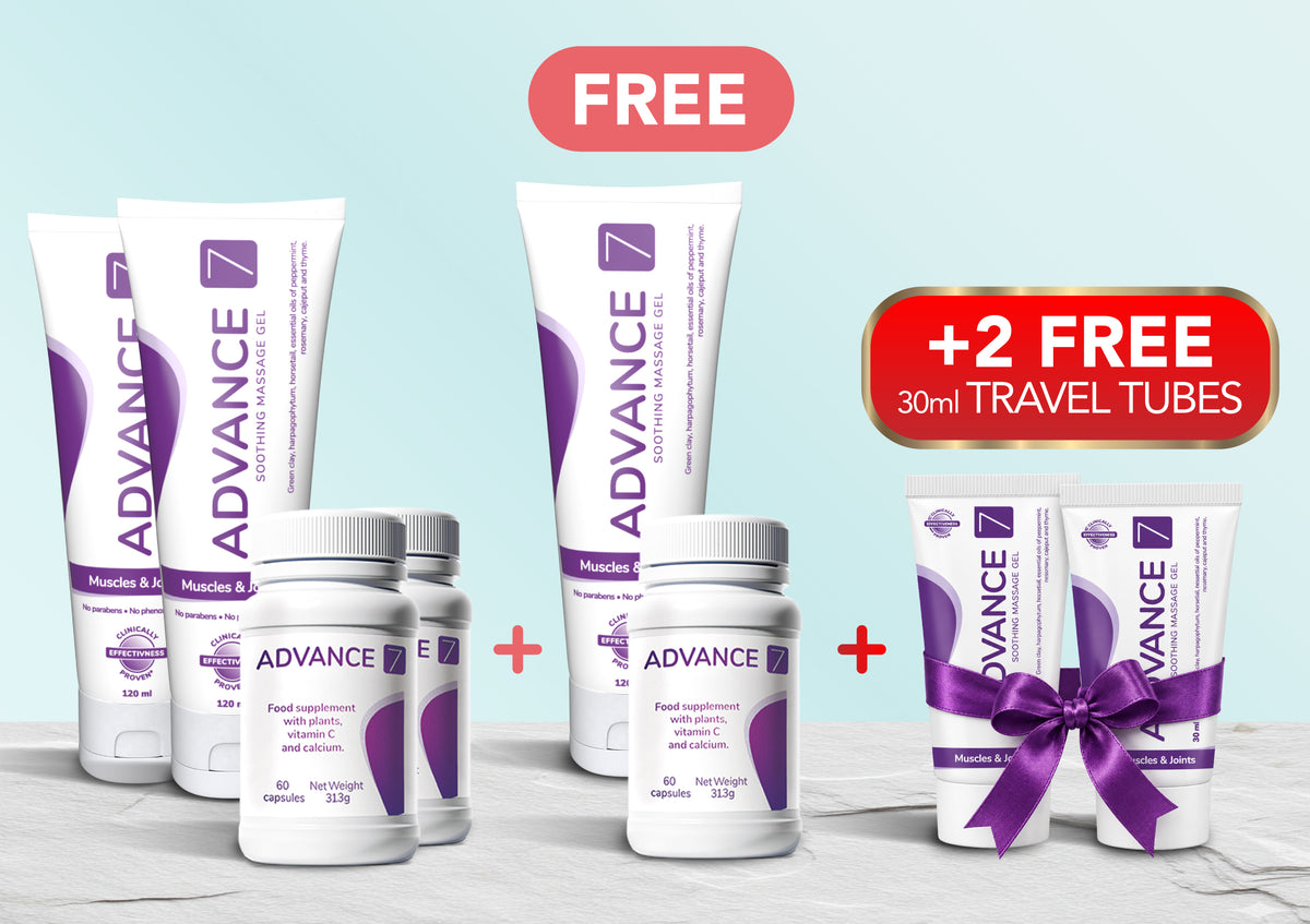 Advance7 Total Relief MAXIMUM Programme with two free 30ml travel tubes tied with a bow