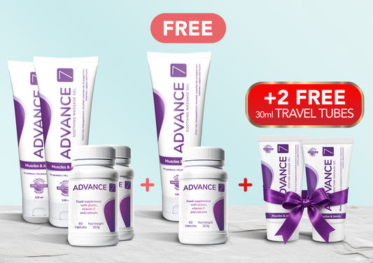 Advance7 Total Relief MAXIMUM Programme with two free 30ml travel tubes tied with a bow